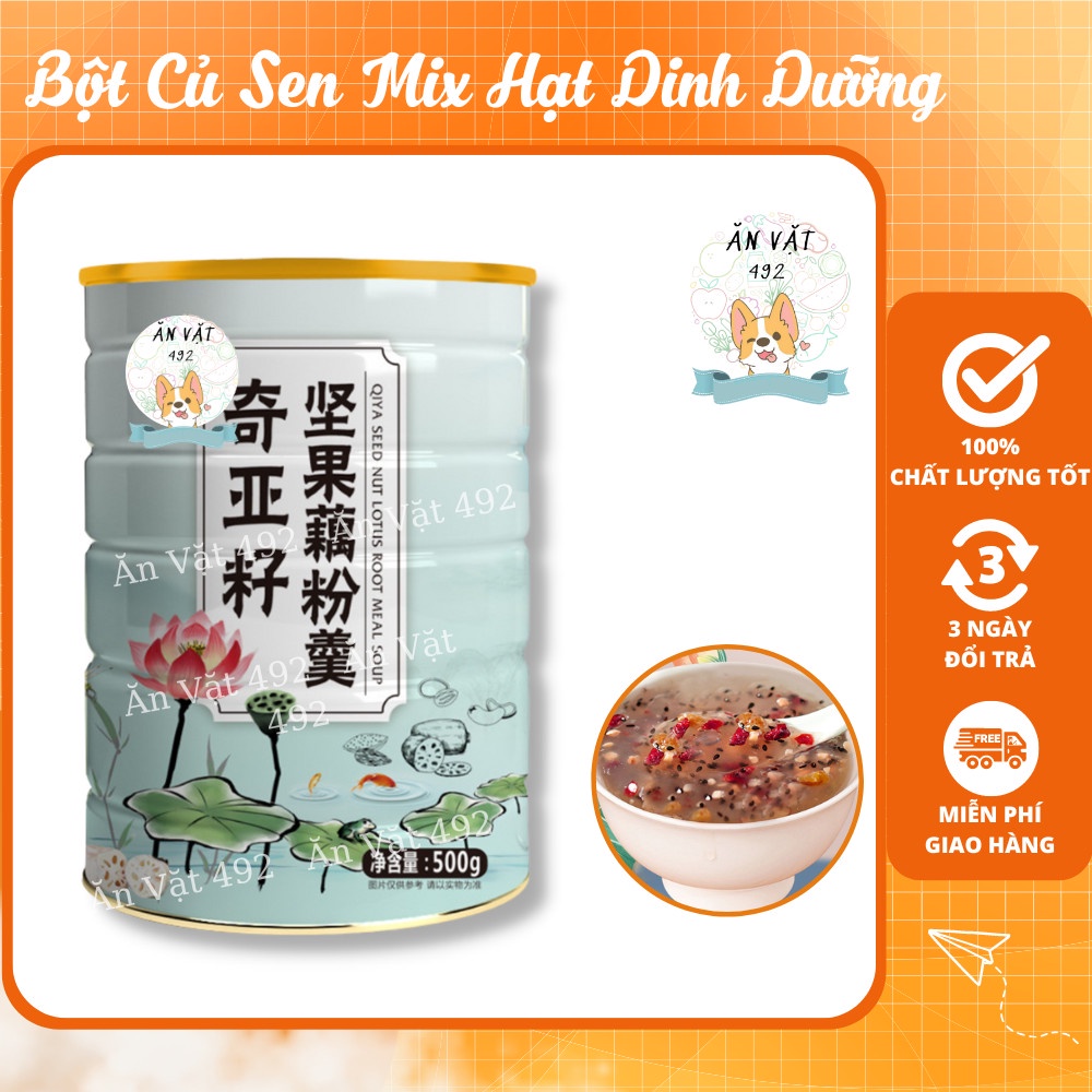 Bột Củ Sen Mix Hạt Dinh Dưỡng, Dưỡng Nhan, Ăn Kiêng, Bột Củ Sen Hạt Chia Hạnh Quả - Ăn Vặt 492
