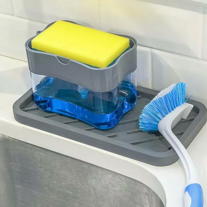 Hộp Đựng Nước Rửa Chén Soap Pump Tiện Lợi ( tặng kèm miếng rửa chén 2 mặt)