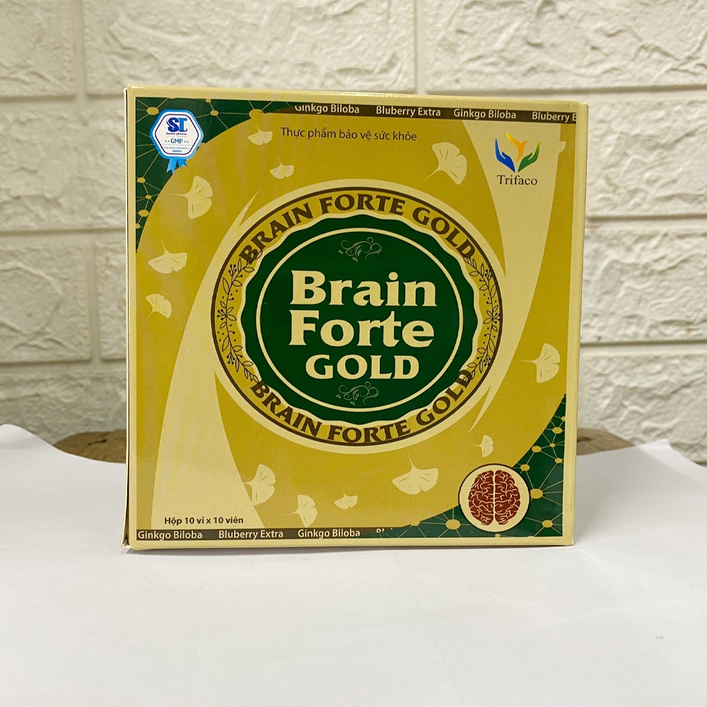 Bổ Não Brain Forte Gold hỗ trợ tăng tuần hoàn máu não, cải thiện suy giảm trí nhớ và giấc ngủ - Hộp 100 Viên