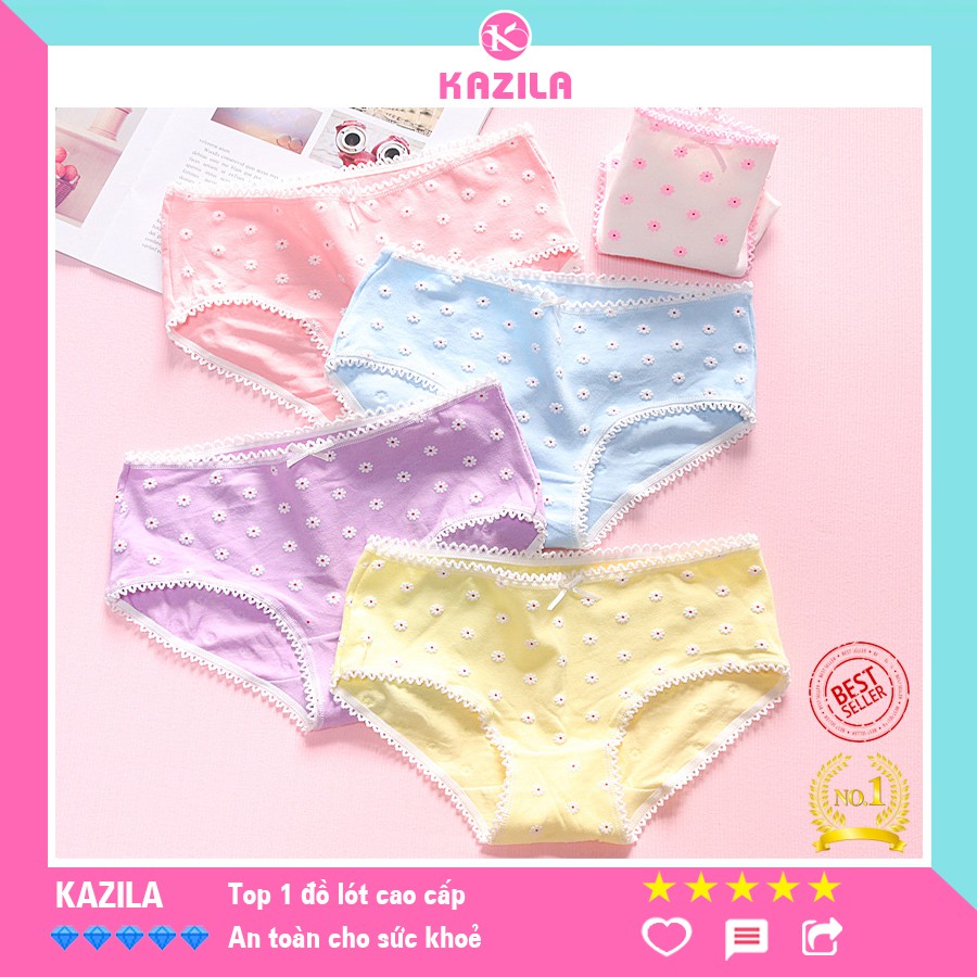 Quần lót Teen nữ dễ thương hình hoa nhỏ, Quần lót nữ cotton cao cấp kháng khuẩn Kazila QLT2