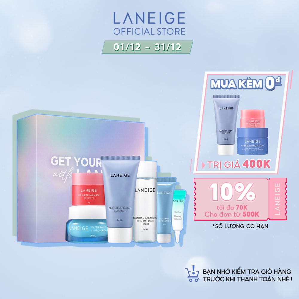 Bộ cân bằng, dưỡng ẩm & thanh lọc cho da LANEIGE Set Kit