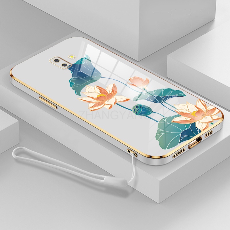 Ốp lưng Samsung j6 prime ốp điện thoại Samsung j6 prime Ốp Điện Thoại TPU Dẻo Mạ Màu Họa Tiết Hoa Sen Sang Trọng