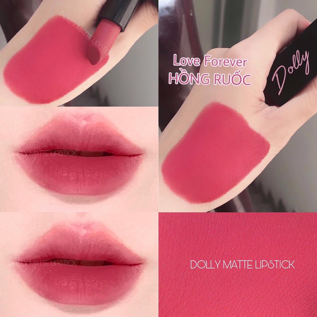 Son Môi DOLLY MATTE LIPSTICK Màu Hồng Ruốc Mềm Mịn Lâu Trôi 3.5g