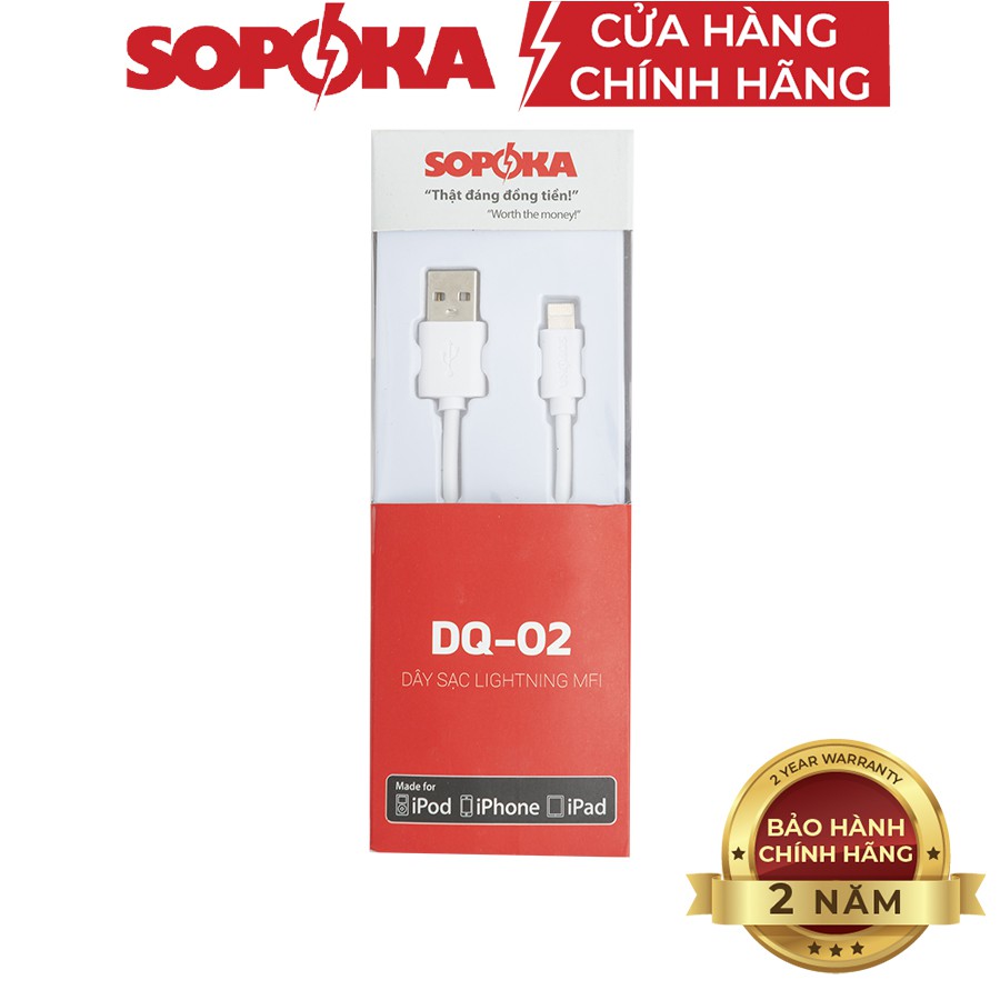 Cáp sạc dành cho máy Iphone SOPOKA DQ02 chân Lighting chính hãng dây 1M