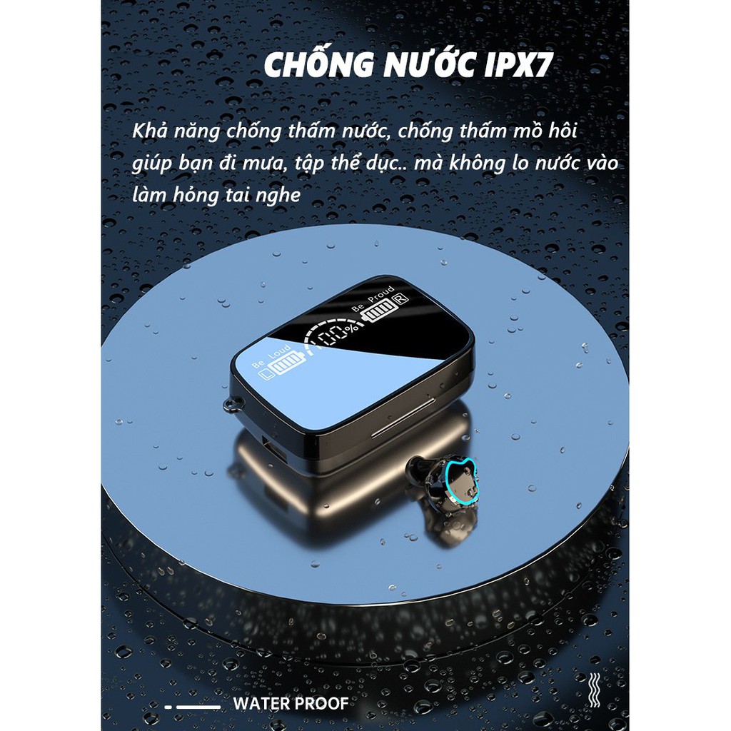 Tai Nghe Không Dây M9 Bluetooth 5.0 Tích Hợp Đèn Flash + Mic Trong Tai Với Âm Thanh HIFI