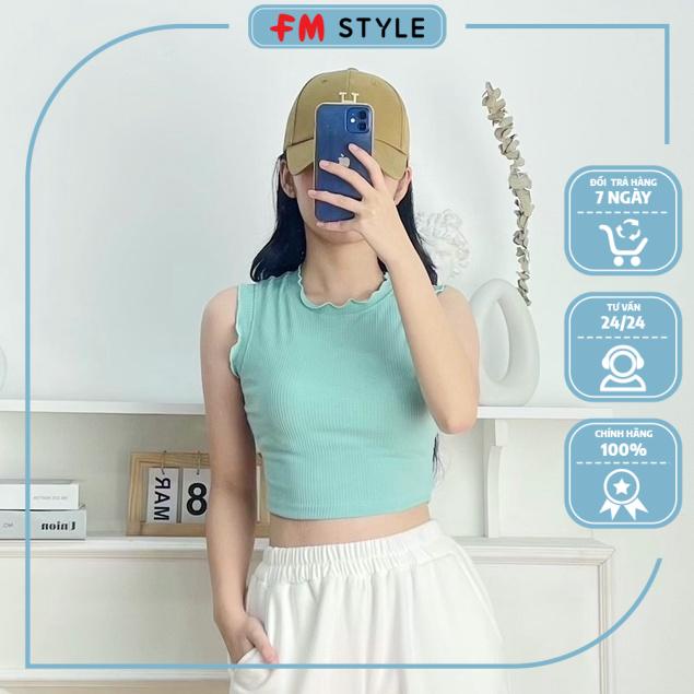 Áo croptop nữ cổ tròn cuộn biên fmstyle, áo thun nữ croptop ôm body tay ngắn cá tính | Fmstyle Shop 