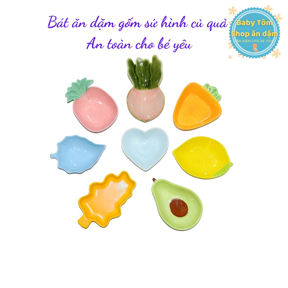 Bát ăn dặm gốm sứ hình CỦ QUẢ ngộ nghĩnh cho bé(BÁT TO) NPP Baby Tôm