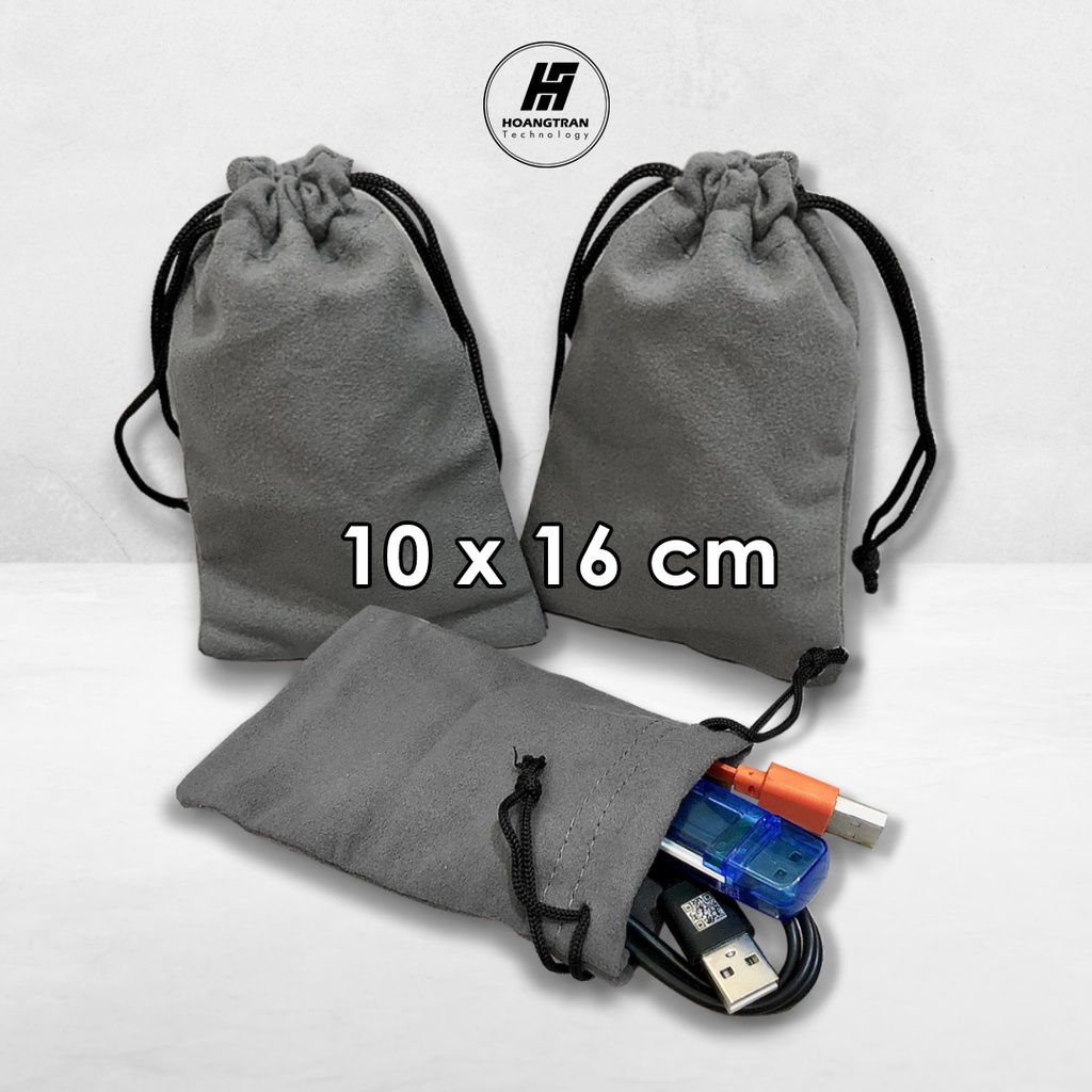 Túi Dây Rút Mini Vải 10x16cm Đựng Phụ Kiện Sạc Cáp, Tai Nghe, USB,...