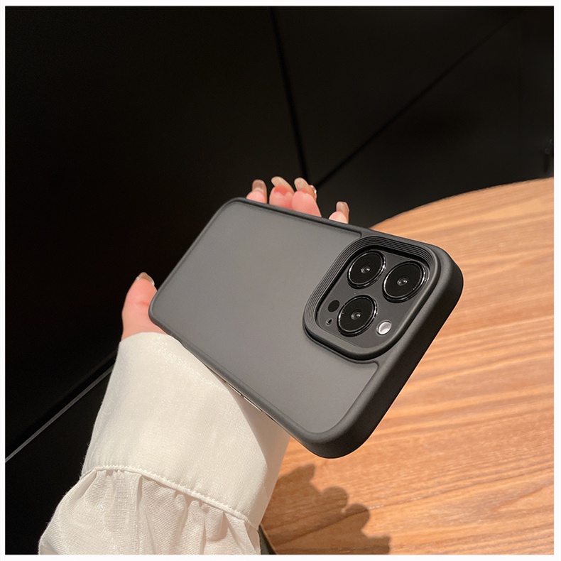 Ốp Điện Thoại Trong Mờ Chống Sốc Chống Dính Vân Tay Nút Kim Loại Cho iPhone 14 13 Pro MAX 12 Pro 11 Pro MAX