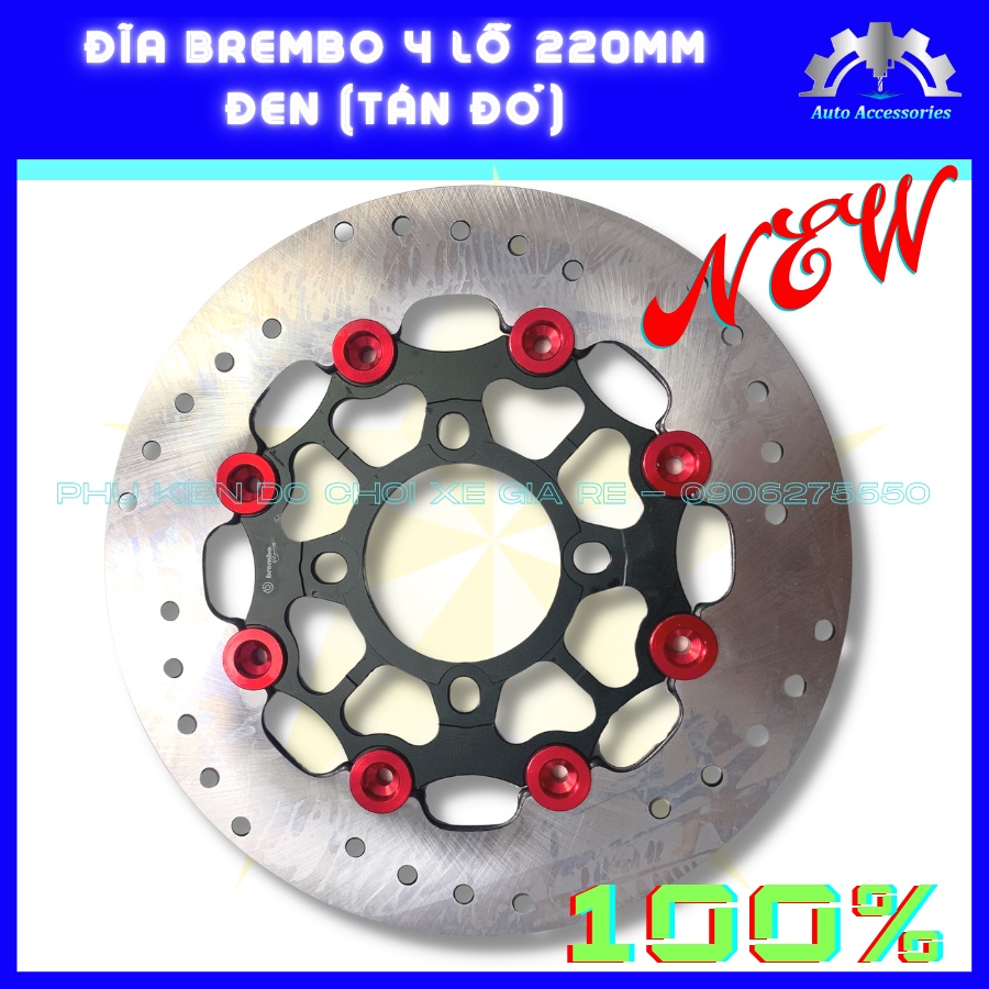 NEW 100% - ĐĨA THẮNG TRƯỚC BRCMBE 4 lỗ size 220mm, Có Đủ Pát CNC gắn Thông Dụng cho Tất Cả các dòng xe - 6 Màu CỰC CHẤT