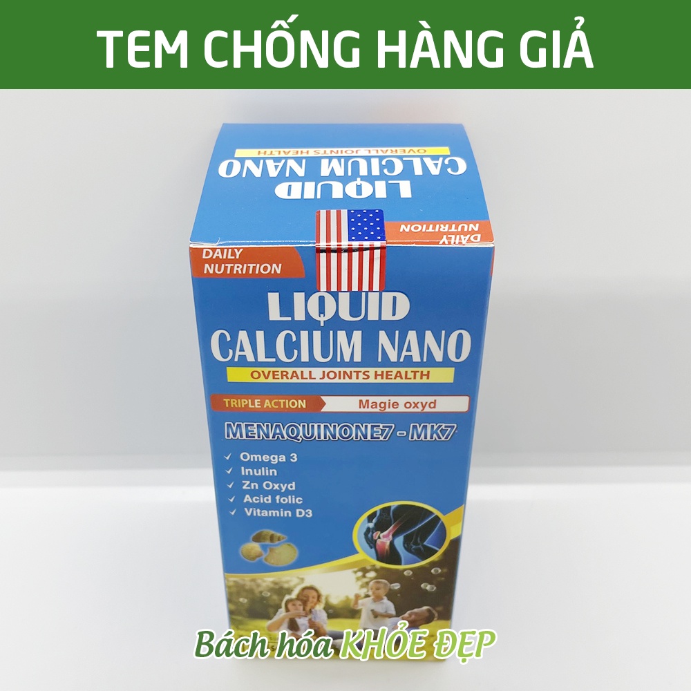 Viên uống bổ sung canxi giúp tăng chiều cao, chắc khỏe xương răng - 100 viên [Liquid Calcium Nano Chai Xanh da trời]