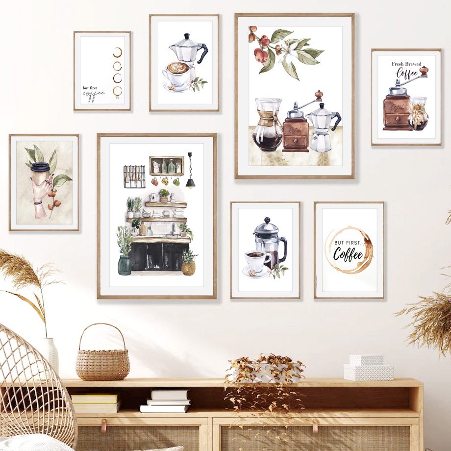 Tranh canvas Treo Tường Họa Tiết Cây Cà Phê Nghệ Thuật Độc Đáo