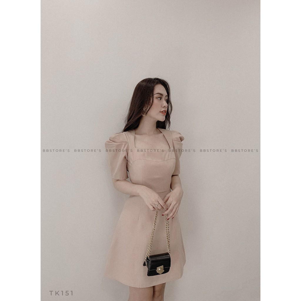 [Mã SKAMA06 giảm 8% tối đa 50K đơn 250K] [BBSTORE'S] Đầm Cổ Vuông Cột Nơ Sau - TK151 | BigBuy360 - bigbuy360.vn