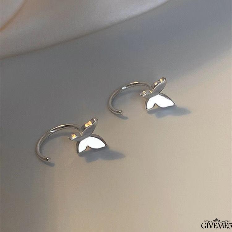 Khuyên tai mặt hình bươm bướm màu trơn bằng kim loại cho nữ
