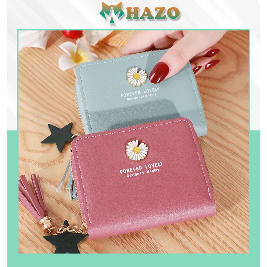 Ví Ngắn Nữ Cầm Tay Đính Bông Hoa Cúc 429 Thời Trang Hot Trend - Hazo