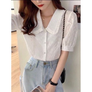 [FREESHIP - HÀNG LOẠI 1] ÁO SƠ MI NỮ VIỀN CỔ CỘC TAY