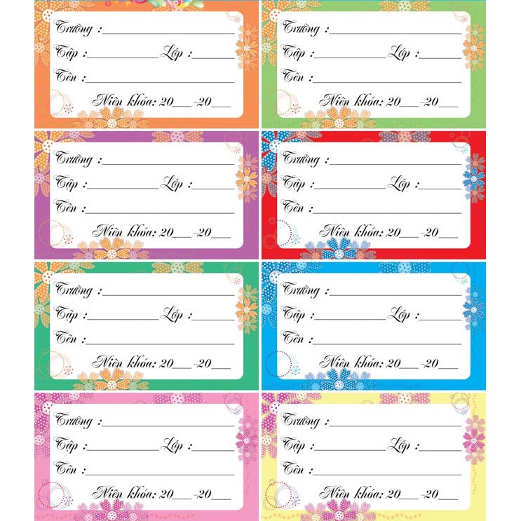 30 nhãn vở bóc dính  x 5 sấp