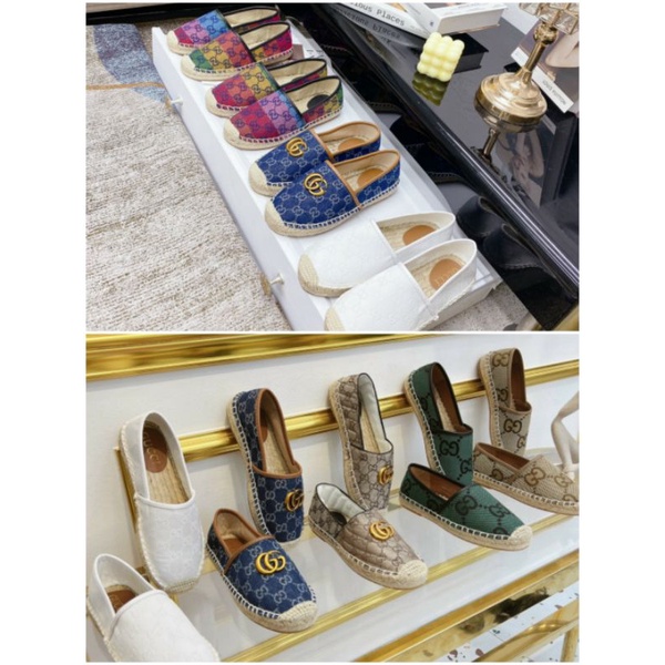 Giày Slip on Guccii GC vải các màu khuy và trơn hàng đẹp hot mix màu trắng xanh nâu bò
