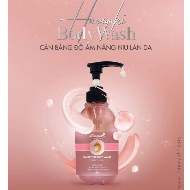 Sữa Tắm Hanayuki Body Wash Cấp Ẩm, Dưỡng Trắng, Mờ Mụn Lưng