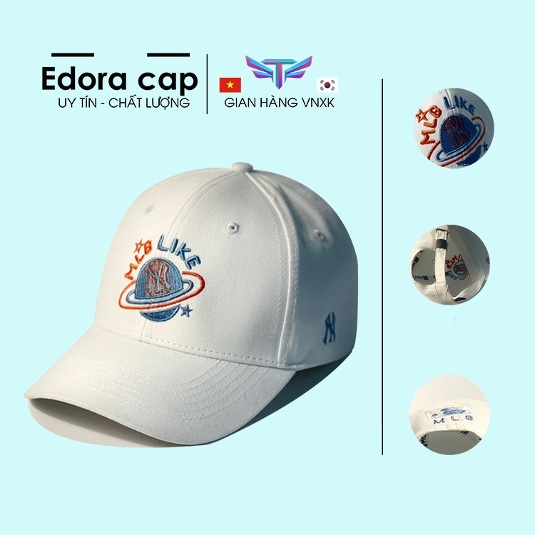 Nón kết Mũ lưỡi trai MLB Like trắng xuất khẩu full hộp, full size