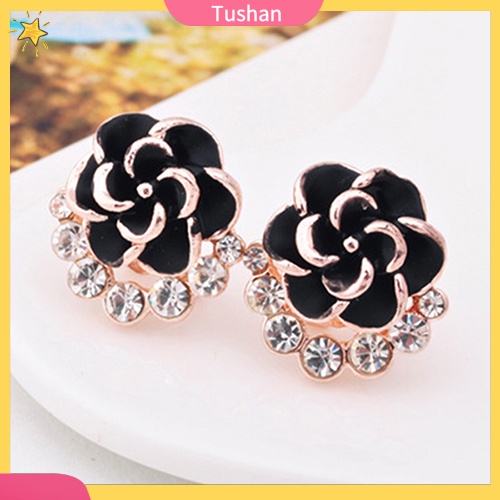 Khuyên tai hình bông hoa đính đá hợp thời trang cho nữ