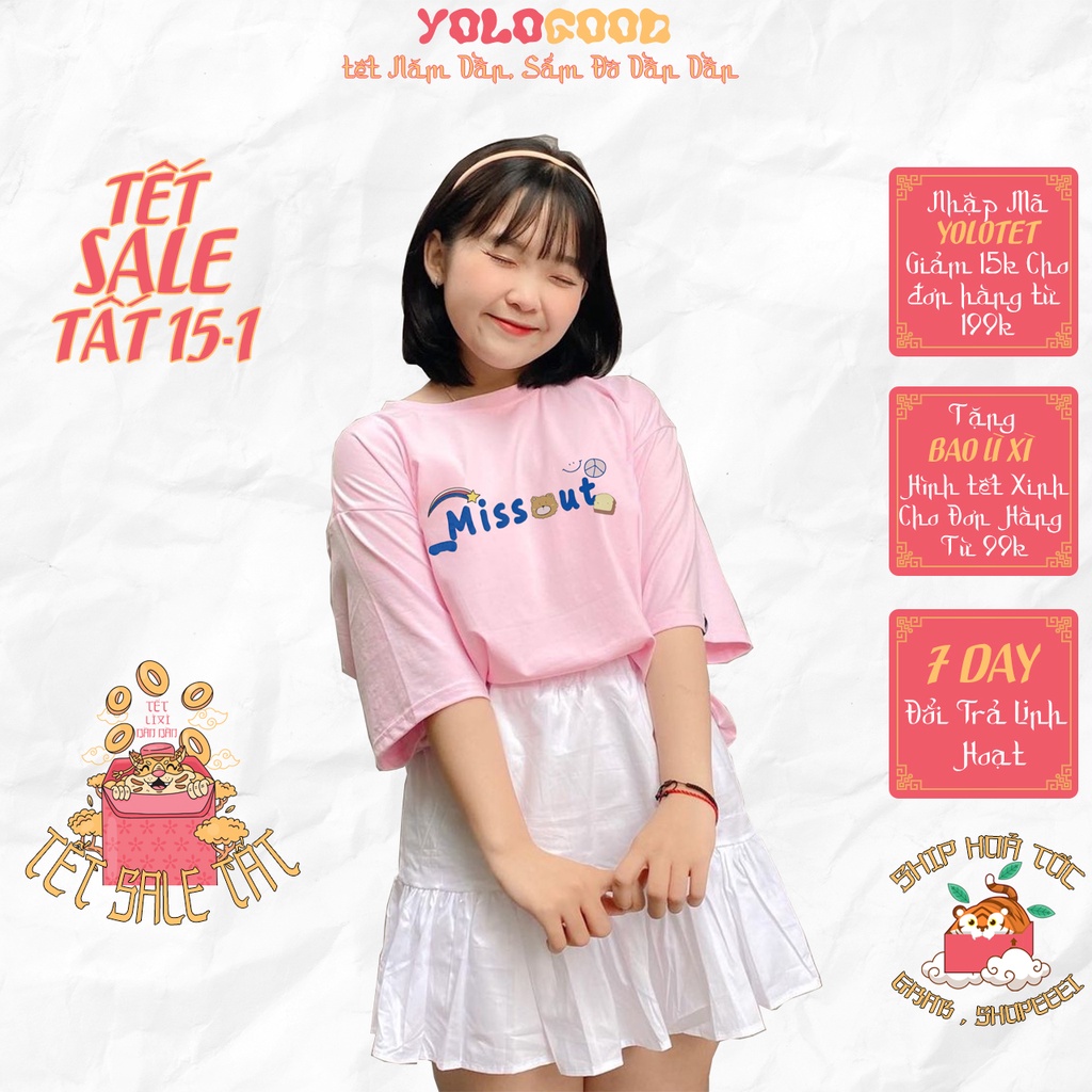 Áo thun tay lỡ  MISSOUT GẤU  phông Unisex nam nữ tee oversize form rộng pull Ulzzang Streetwear Hàn Quốc vải mềm