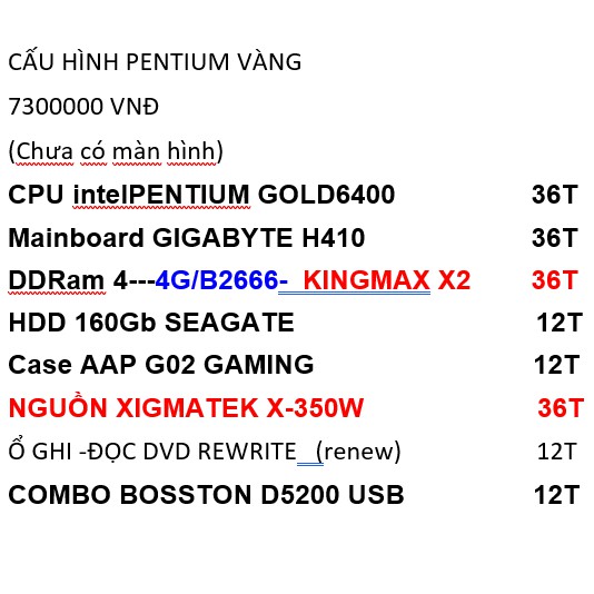 MÁY TÍNH BÀN INTEL PENTIUM GOLD -HỌC TẬP -VĂN PHÒNG -Chơi game - HDMI XEM PHIM HD 1080P50 CHẤT LƯỢNG CAO | BigBuy360 - bigbuy360.vn