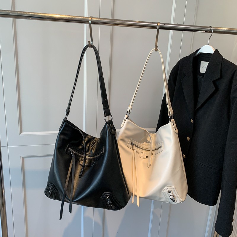 Túi Đeo Vai Cỡ Lớn Màu Đen Có Khóa Kéo Thời Trang Cho Nữ