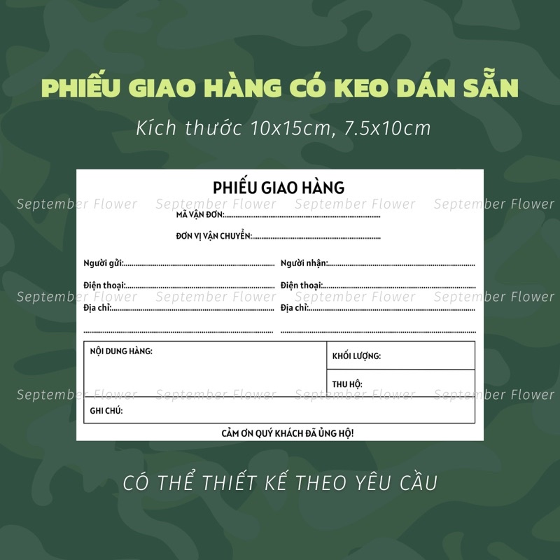 Phiếu Giao Hàng Có Keo Dán Sẵn Cho Shop Bán Hàng