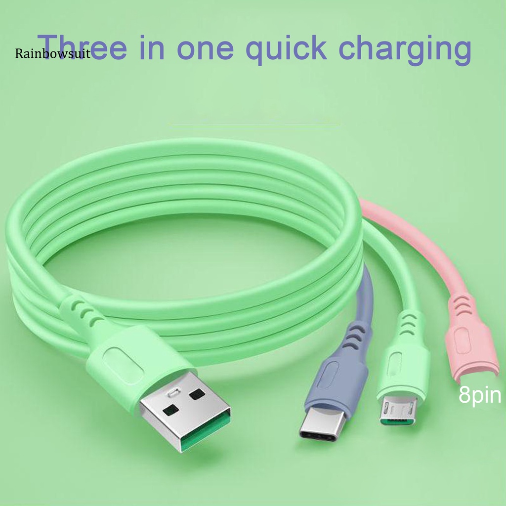Dây Cáp Sạc Truyền Dữ Liệu Nhanh 8pin Type-C Micro Usb Màu Xanh Lá