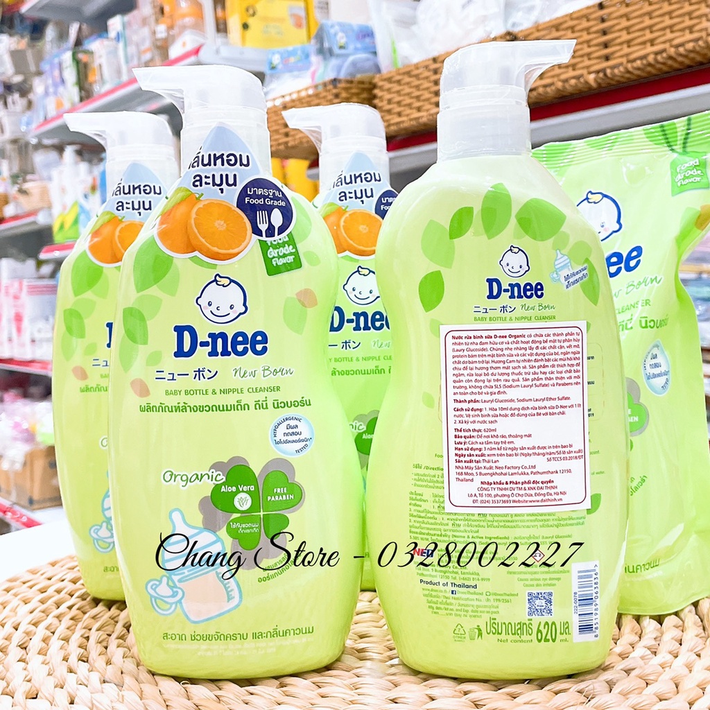 Nước rửa bình sữa Dnee oganic thái lan 620ml