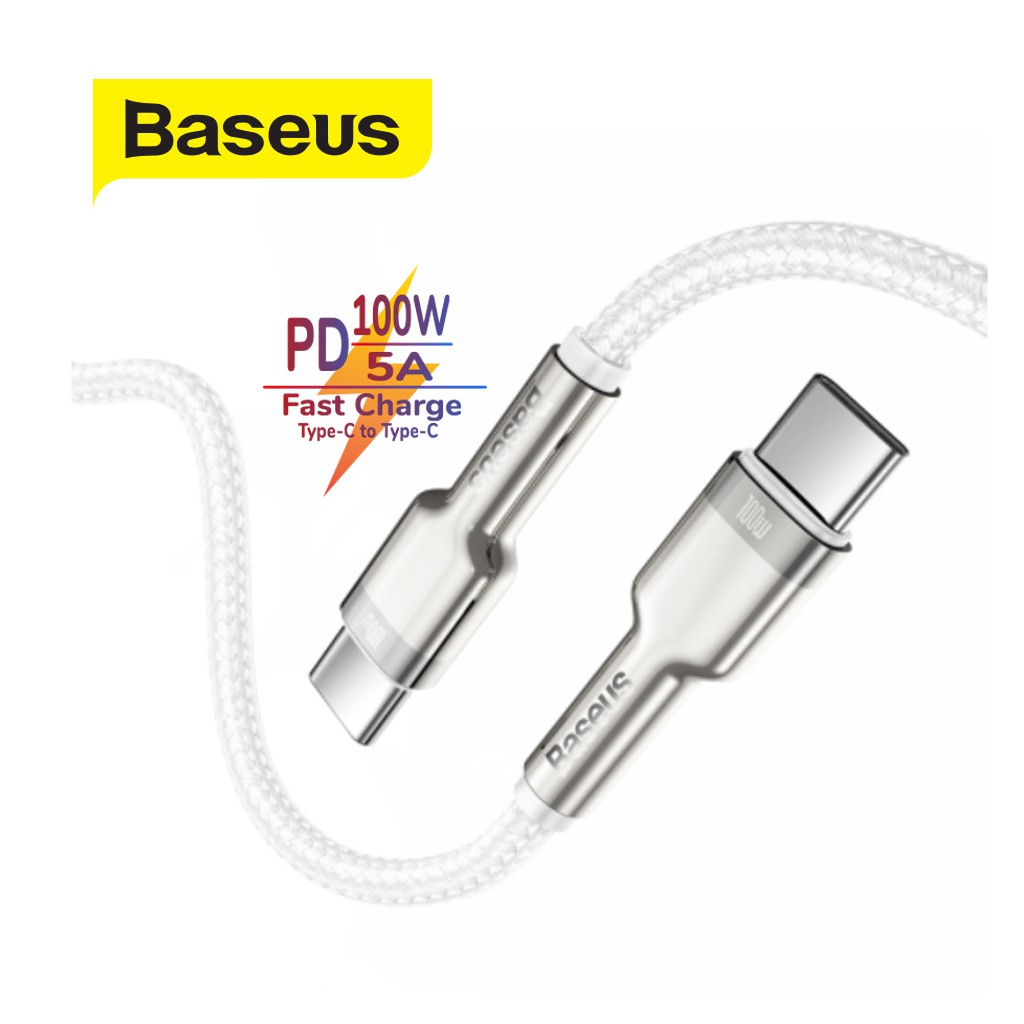 Cáp sạc đầu kim loại Baseus Metal Data Cable Type-C to Type-C (5A/20V/100W ), truyền dữ liệu 480Mbps, dây bọc dù, dài 1m