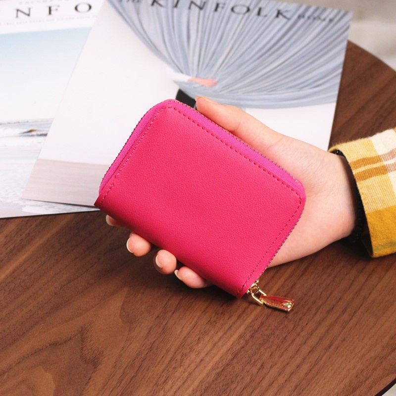 Ví đựng thẻ/ bằng lái xe IELGY màu trơn có khóa kéo cho nam và nữ