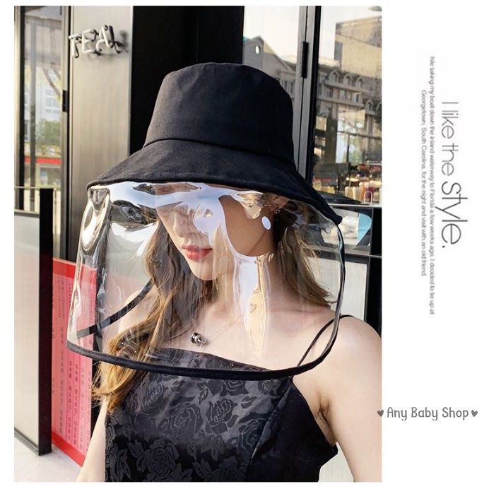 Mũ nón có màn che chống giọt bắn, chống bụi 2 kiểu tiện lợi cho nam và nữ đen trơn sang chảnh(hàng có sẵn)❣❣