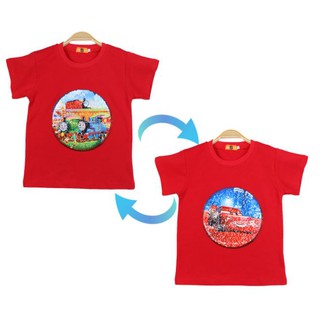 Áo thun cotton kim sa vuốt đổi màu XE HƠI MC QUEEN thành thomas và spiderman