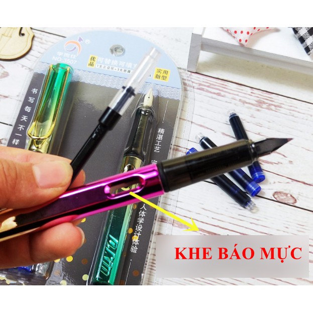 Bút máy học sinh gradient siêu đẹp - ngòi trơn - kèm xilanh&amp;mực