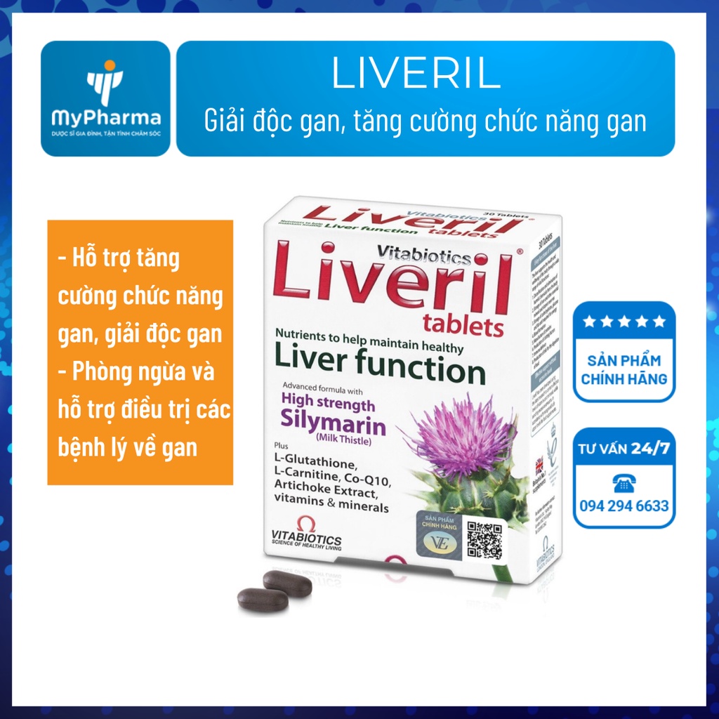 Liveril – Giải độc gan, tăng cường chức năng gan, chính hãng từ Anh quốc