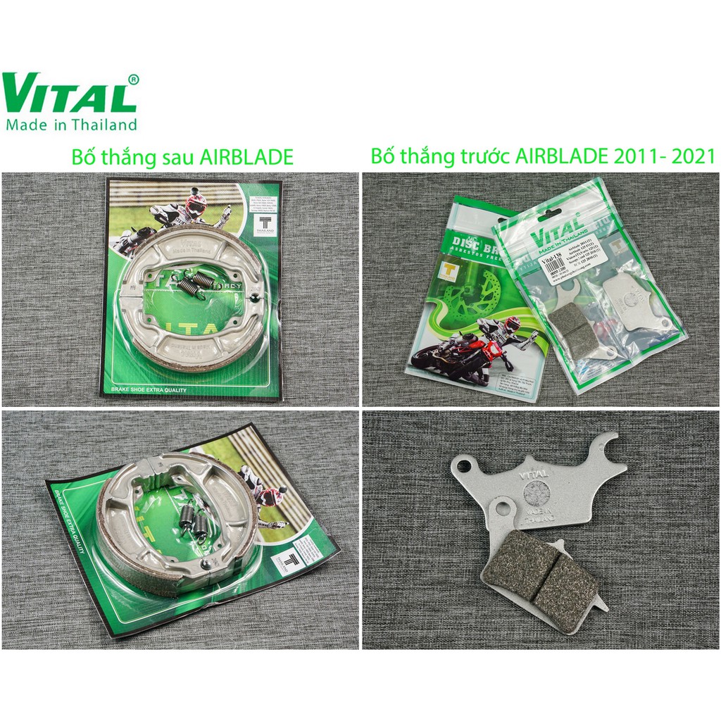 Bố thắng sau + trước AB, AIRBLADE, SCOOPY hiệu VITAL - Má phanh xe máy, bố thắng đĩa VITAL chính hãng Thái Lan