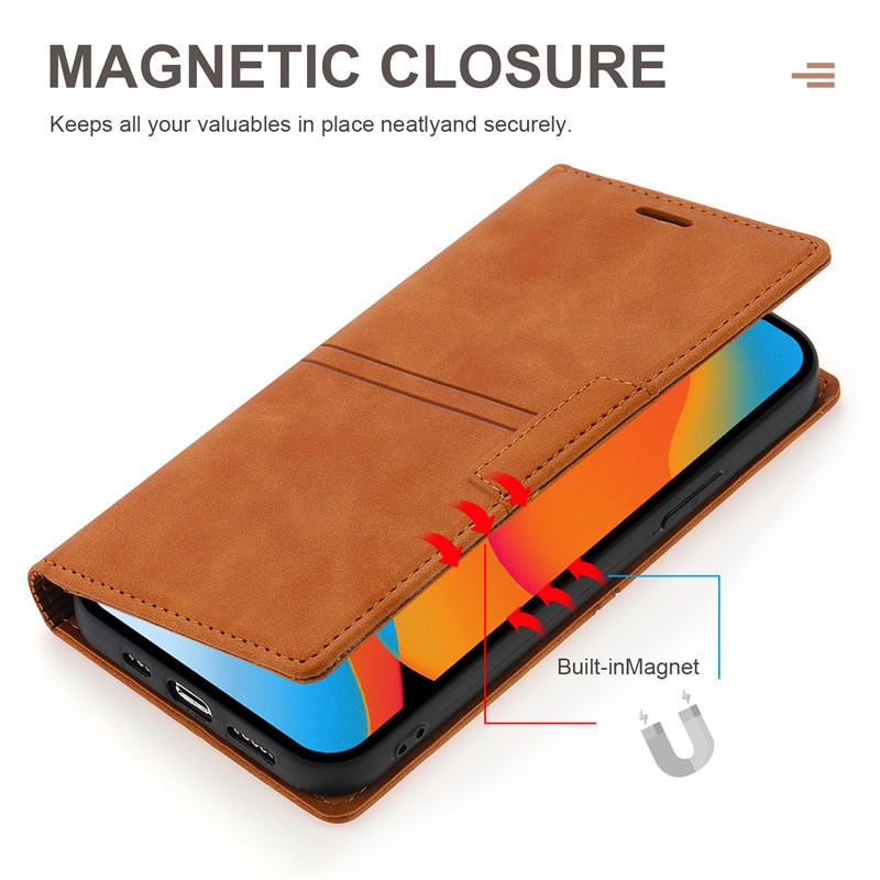 Samsung Phone Case Note 20 Ultra Note 10 Plus Lite A81 Note 8 9 Skin Feel Flip Magnetic Leather Case