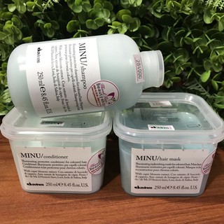 Combo bộ dầu gội xả hấp dầu bảo vệ màu và tạo bóng tóc Minu Davines 250mlx3 "