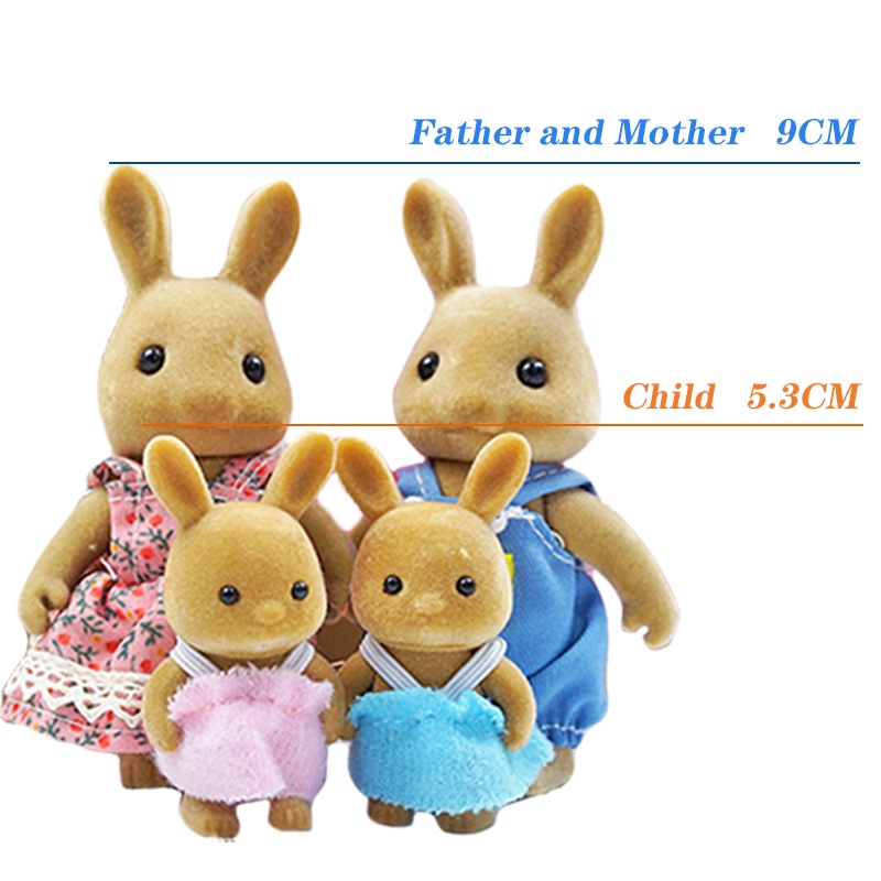 Bộ Đồ Chơi Nhà Chơi Stomle Family Original 4 Đồ Chơi Thỏ Nâu Bé Gái Bé Thỏ Dễ Thương - Sẵn Sàng Phối Cảnh