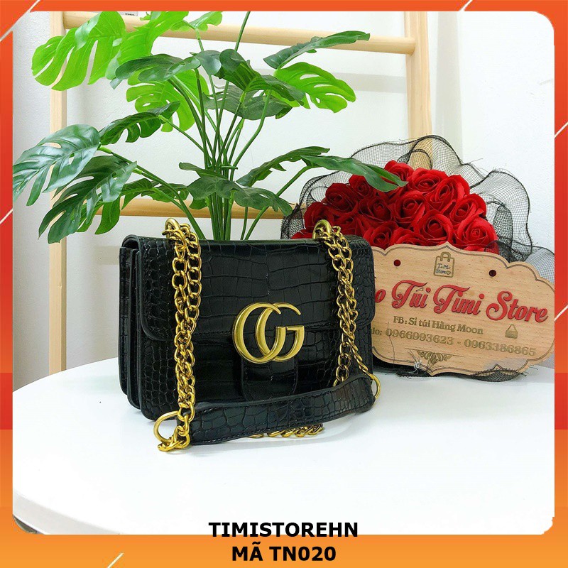 Túi xách đeo chéo nữ đeo vai khóa CG nhiều ngăn da rắn dây xích phối da rẻ đẹp thời trang TIMISTOREHN TN020