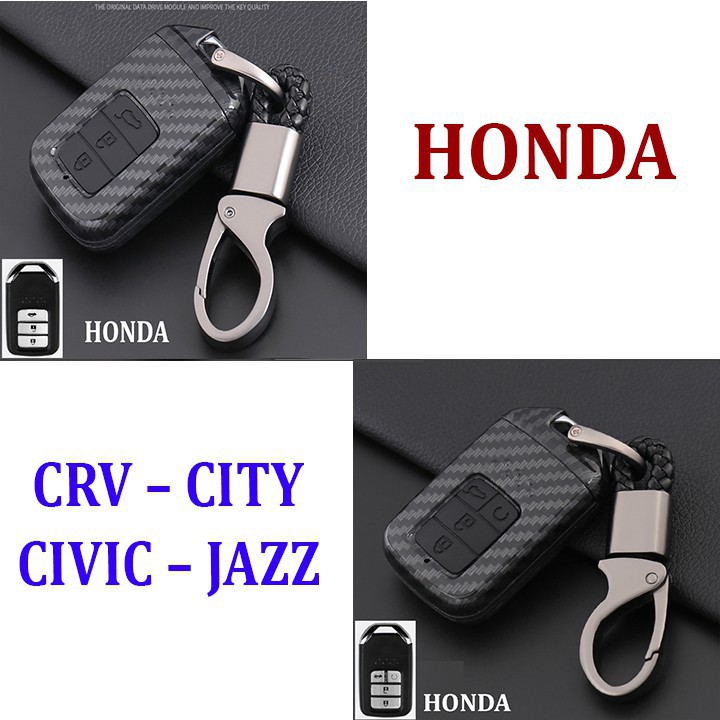 Ốp chìa khóa cacbon xe Honda City, Civc, Crv 2018 - 2019 - chìa 3 nút