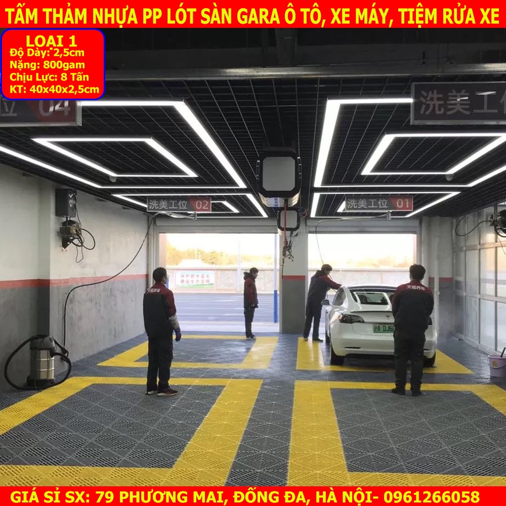 Tấm Lót Sàn Nhựa PP Cho Garage Ô Tô, Trung Tâm Chăm Sóc Xe Ô Tô