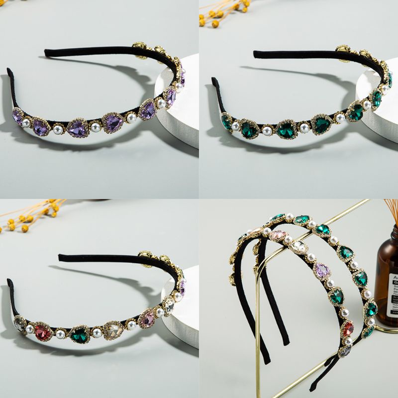 Cài Tóc Hợp Kim Đính Đá / Thủy Tinh / Ngọc Trai Hình Trái Tim Phong Cách Baroque Cổ Điển Cho Nữ