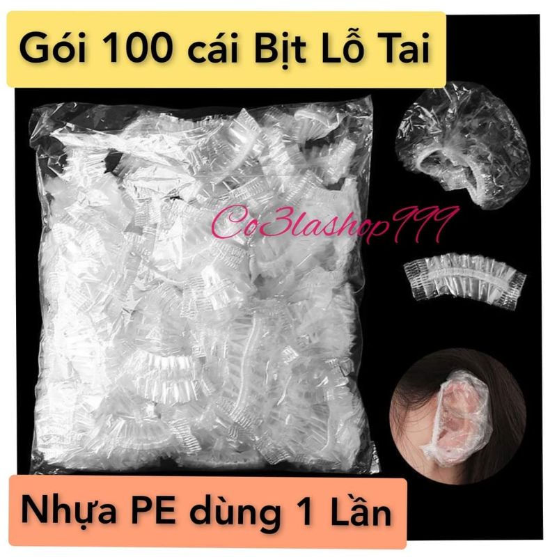 Gói 100 cái bịt lỗ tai nilon bảo vệ vành tai khi nhuộm làm tóc