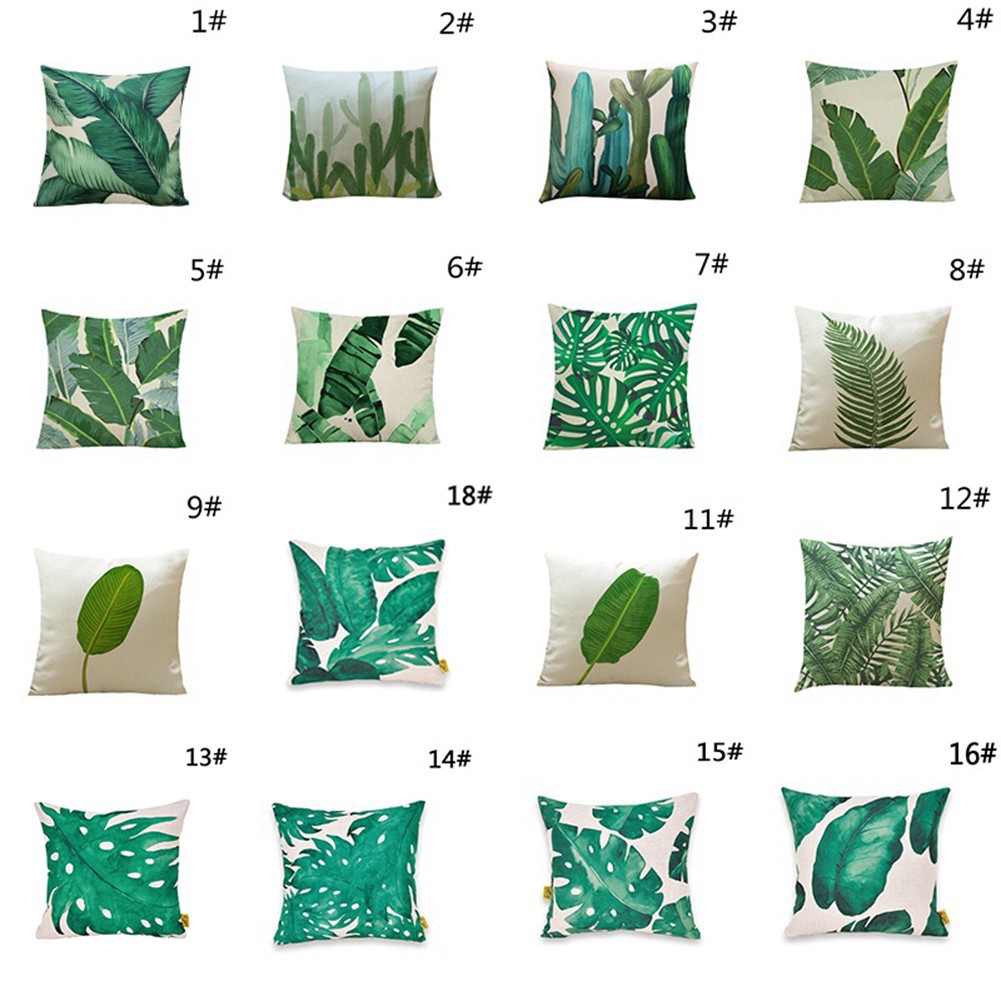 Vỏ gối họa tiết đơn giản hình hoa lá cho ghế sofa