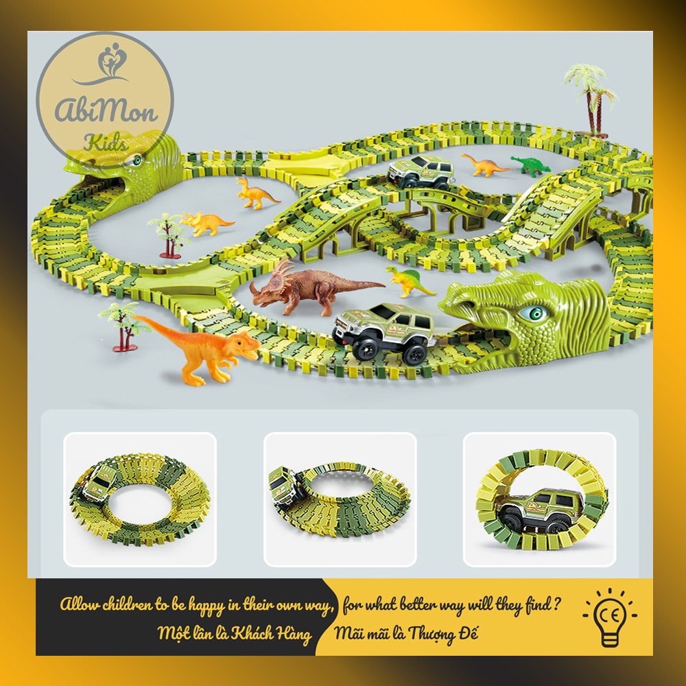 Đồ Chơi Lắp Ghép Đường Đua Khủng Long Cho Bé (240 chi tiết) ☘️ Montessori ✨ Đồ chơi Giáo Dục - An toàn - Thông minh