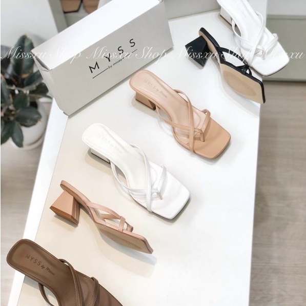 Guốc cao gót quai mảnh gót tam giác 5p