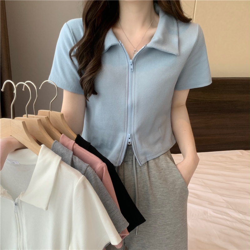 Áo croptop kiểu Hàn Quốc sexy tay ngắn form rộng APN020